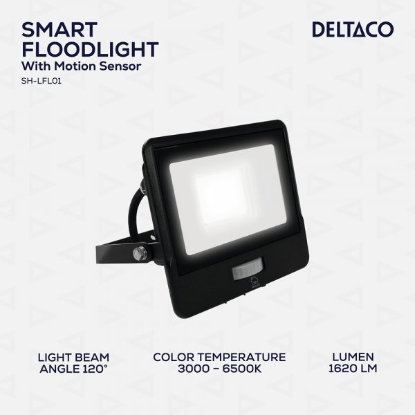 Deltaco Smart Home Spotlight med bevegelsessensor 20W