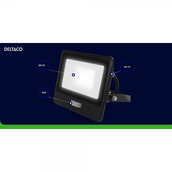 Deltaco Smart Home Spotlight med bevegelsessensor 20W