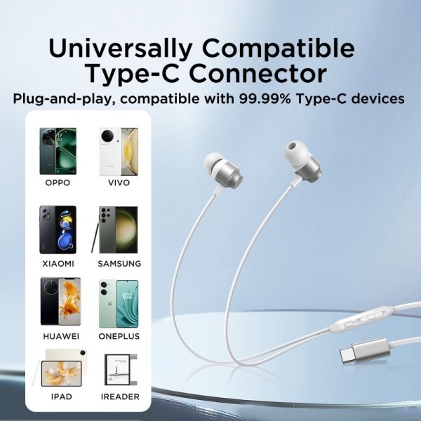 Joyroom Hodetelefoner EC06 USB-C Sølv