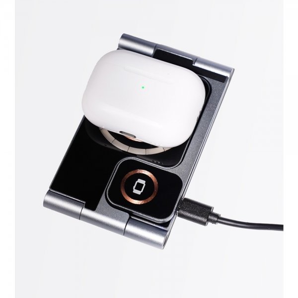 Deltaco Trådløs lader 3-in-1 Transparent Foldable MagSafe