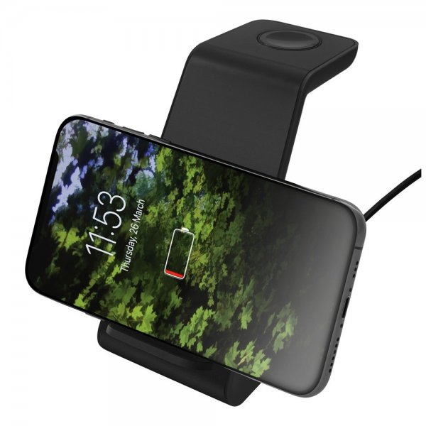 Deltaco Trådløs lader 3-in-1 Wireless Charger Svart