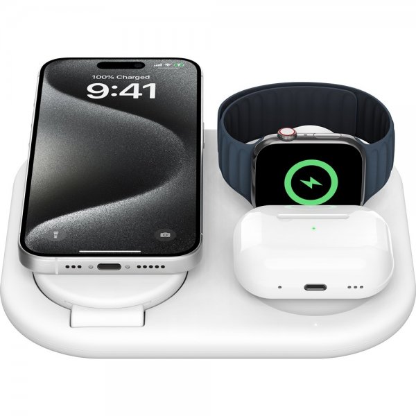 Belkin Trådløs lader BoostCharge 3-in-1 Foldable MagSafe Qi2 15W Hvit