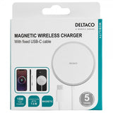 Deltaco Trådløs lader Magnetic Wireless Charger MagSafe Hvit