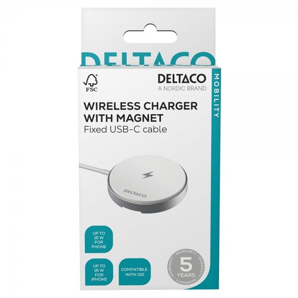 Deltaco Trådløs lader with Stand function 15W MagSafe