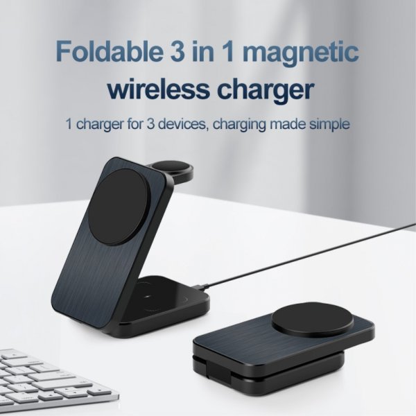 Trådløs lader OJD-112 3-in-1 Foldable MagSafe