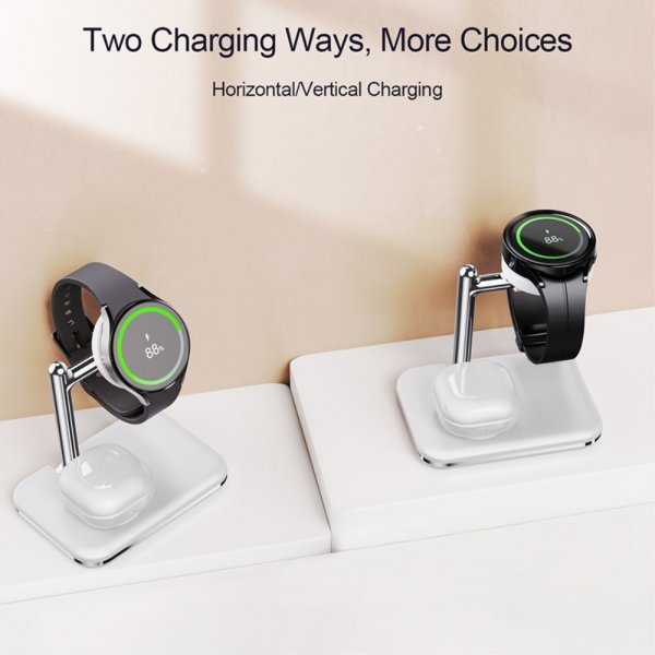 Trådløs lader V8S 2-in-1 Samsung Galaxy Watch/Buds Hvit