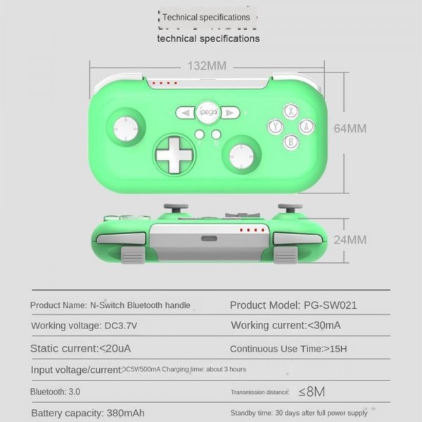 Ipega Trådløs mini spillkontroller for Nintendo Switch/Android/PC Gul