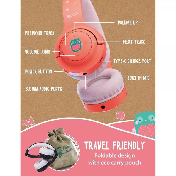Planet Buddies Trådløse Hodetelefoner til Barn Olive the Owl