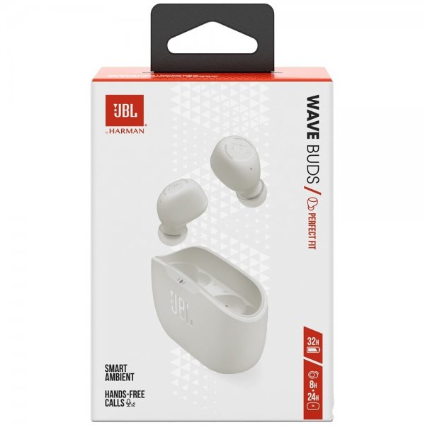 JBL Trådløse Hodetelefoner Wave Buds Hvit