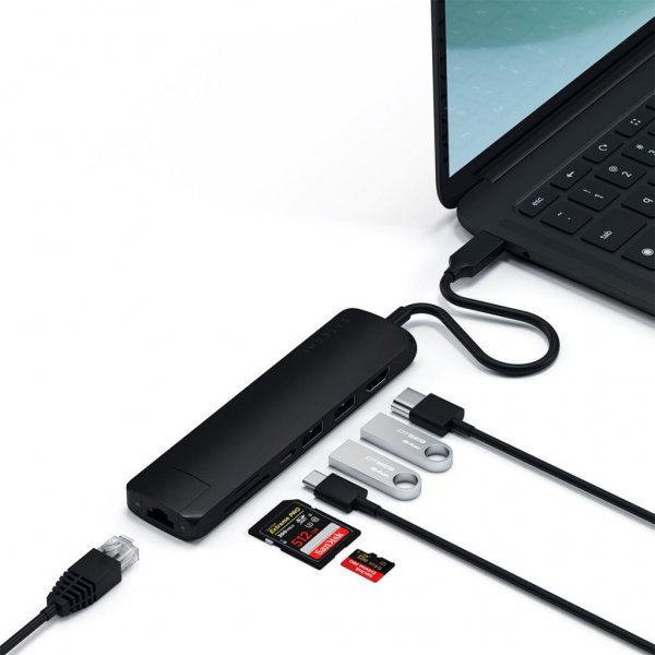 Satechi Slim USB-C MultiPort med Ethernet Sølv