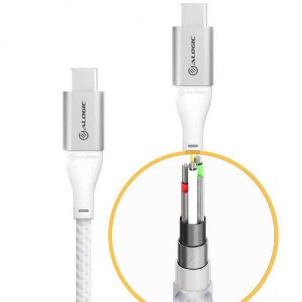 ALOGIC Ultra USB-C till USB-C Kabel 5A/480Mbps 1.5 meter Sølv