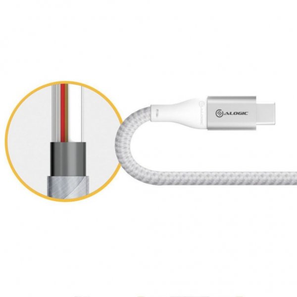 ALOGIC Ultra USB-C till USB-C Kabel 5A/480Mbps 1.5 meter Sølv