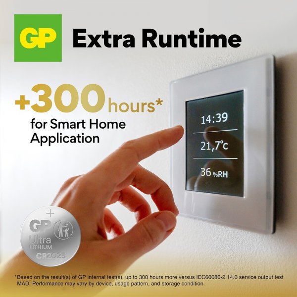 GP Ultra Lithium Battery Button cell CR2025 4-pack