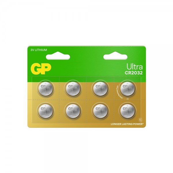 GP Ultra Lithium Battery Button cell CR2032 8-pack