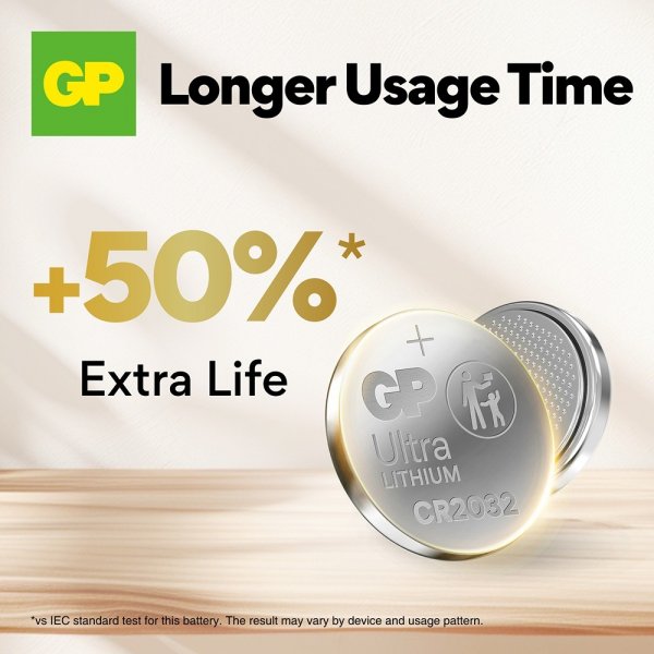 GP Ultra Lithium Battery Button cell CR2032 8-pack
