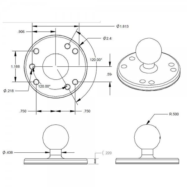 Armor-X 2.5" Round Plate AMPS Universal Mount