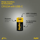 Aqiila Rechargeable CR123A Battery USB-C 2-pack