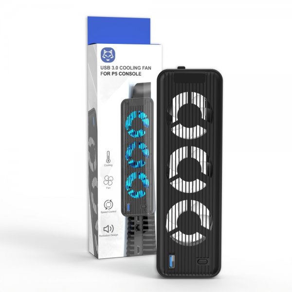 USB 3.0 kjølevifte til PlayStation 5 Svart