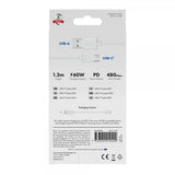 X2O USB-A til USB-C Kabel Basic 60W 1.2m Hvit