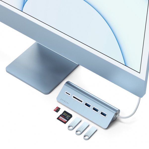 Satechi USB-C Combo Hub for Desktop Blå