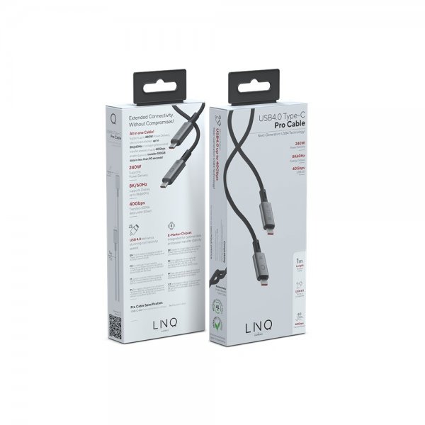 LINQ by Elements USB-C kabel 1m USB 4.0 240W/40Gbps PD3.1 EPR