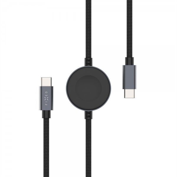 Fixed USB-C Kabel med Smartwatch-lading 1.5m Svart
