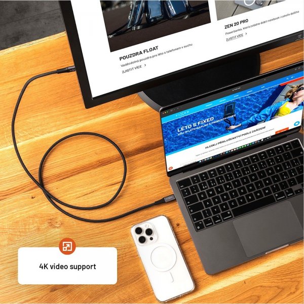 Fixed USB-C Mediakabel USB4 gen 2 240W 2m