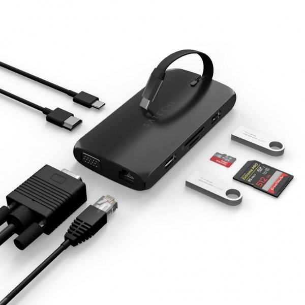 Satechi USB-C On-the-Go Multiport Adapter Svart
