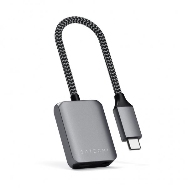 Satechi USB-C till 3.5mm och USB-C PD Adapter Grå