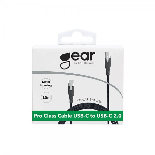 Gear USB-C/USB-C Kabel Kevlar 1.5 meter Svart