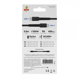 X2O USB-C til USB-C Kabel Longlife 100W 2m Svart