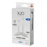 X2O USB-C til USB-C Kabel Longlife 100W 2m Hvit