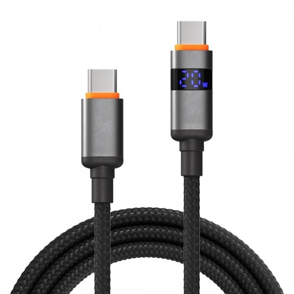 X2O USB-C til USB-C Kabel Longlife LED Display 100W 1.5m Svart