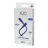X2O USB-C til USB-C Kabel Superflex 60W 1.5m Blå
