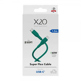 X2O USB-C til USB-C Kabel Superflex 60W 1.5m Grønn
