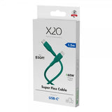 X2O USB-C til USB-C Kabel Superflex 60W 1.5m Grønn