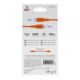 X2O USB-C til USB-C Kabel Superflex 60W 1.5m Oransje