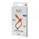 X2O USB-C til USB-C Kabel Superflex 60W 1.5m Oransje