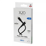 X2O USB-C til USB-C Kabel Superflex 60W 1.5m Svart