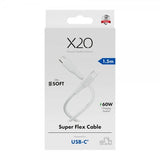 X2O USB-C til USB-C Kabel Superflex 60W 1.5m Hvit