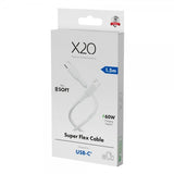 X2O USB-C til USB-C Kabel Superflex 60W 1.5m Hvit