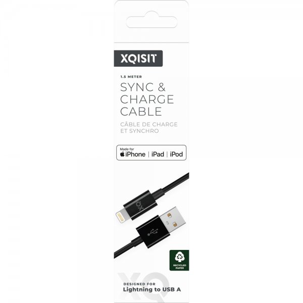 Xqisit USB till Lightning Kabler 1.5 m Svart