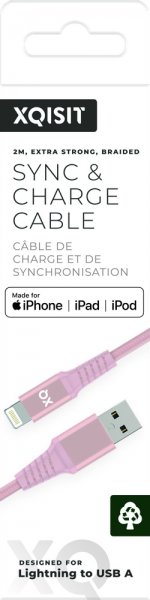 Xqisit USB till Lightning Kabler Flätad Extra Stark 2 m RoseGUll