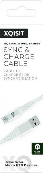 Xqisit USB till Micro USB Kabler Flätad Extra Stark 2 m Hvit