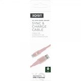 Xqisit USB till Type C Kabler Flätad Extra Stark 2 m RoseGUll