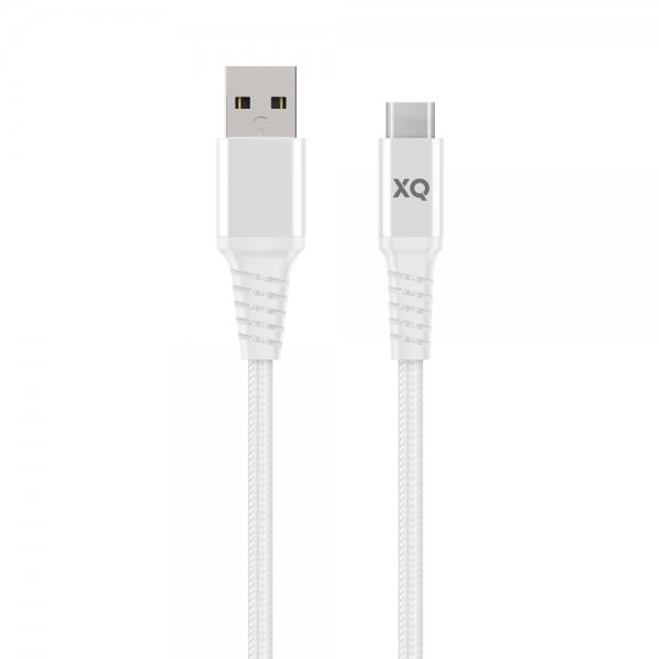 Xqisit USB till Type C Kabler Flätad Extra Stark 2 m Hvit