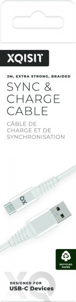 Xqisit USB till Type C Kabler Flätad Extra Stark 2 m Hvit