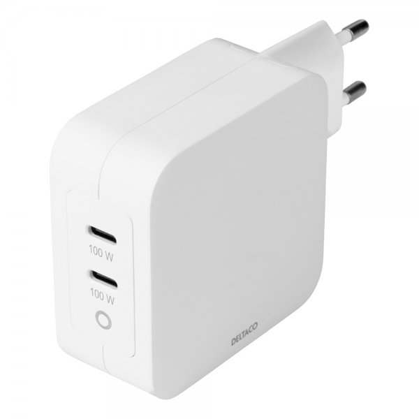 Deltaco Lader 2xUSB-C PD GaN 100W
