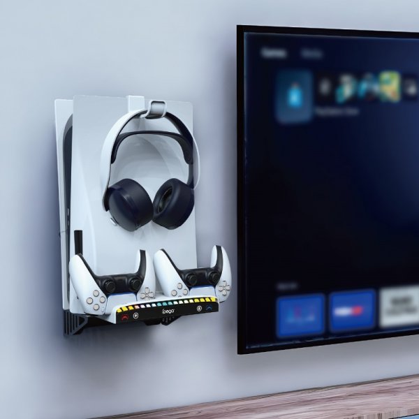 Ipega Veggmontert dockingstasjon til PS5/PS5 Slim RGB