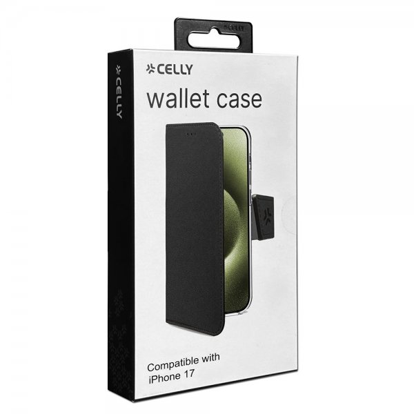 Celly iPhone 17 Etui Wally Wallet Case Svart